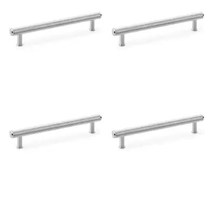 4 PACK - Knurled T Bar Pull Handle - Satin Chrome - 160mm Centres Premium Drawer Door