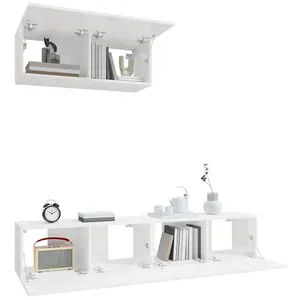 Berkfield 3 Piece TV Cabinet Set High Gloss White Engineered Wood