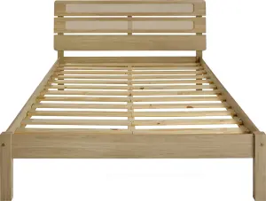 Santana 4ft6 Double Bed Frame in Light Oak and Rattan Effect