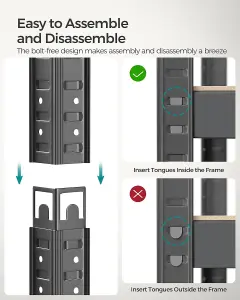 SONGMICS 5-Tier Steel Storage Unit, Shelves, Bolt-Free Assembly, Great for Garage and Shed, Grey