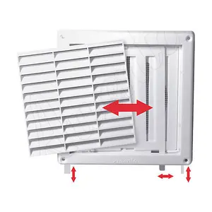 Awenta 130x130mm 110mm Duct Wall Ventilation Grille Cover Net Pull Cord Shutter