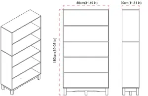 URBNLIVING 150cm Height Grey 5 Tier Wide Wooden Bookcase Shelf Storage Display Shelving Unit