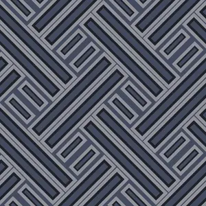 Galerie Geometrix Navy Black Silver Geo Rectangular Smooth Wallpaper