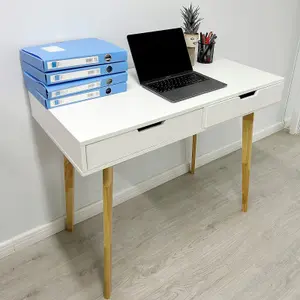 Wooden Computer Desk Dressing Table Home Office Study Bedroom With Drawers White