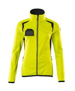 Mascot Accelerate Safe Ladies Microfleece Jacket with Zipper (Hi-Vis Yellow/Dark Navy)  (X Small)