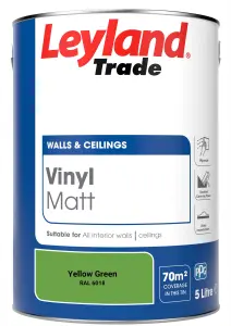 Leyland Trade Vinyl Matt Walls & Ceilings Emulsion Paint Yellow Green (RAL 6018) 5L