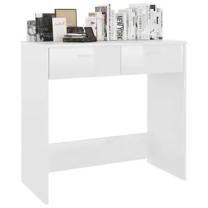 Berkfield Desk High Gloss White 80x40x75 cm Engineered Wood