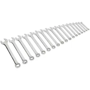 18-Piece Slim Handled Metric Spanner Set - 12 Point Chrome Vanadium Wrenches