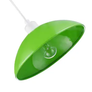 Industrial Retro Designer Lime Green Gloss Disc Metal Ceiling Pendant Lamp Shade