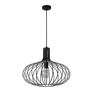 Lucide Manuela Vintage Pendant Light 50cm - 1xE27 - Black