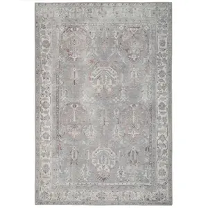 Distressed Grey Persian Style Washable Non Slip Rug 120x170cm