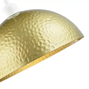 Contemporary Satin Gold Metal Pendant Lighting Shade with Hammered Domed Shape