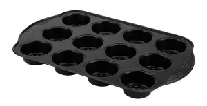 Prestige Aerolift Black Rectangular Steel Durable Non-Stick 12 Cup Muffin Tin