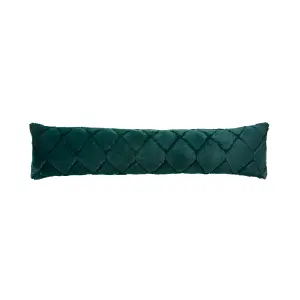 Catherine Lansfield Cosy Diamond Faux Fur Door Draught Excluder Bottle Green