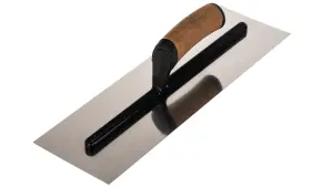 Toolty Stainless Steel Trowel with Cork Handle on Aluminium Foot 400mm for Plastering Rendering Finishing Smoothing DIY