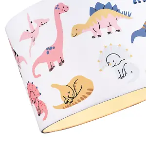 Cute and Fun Childs Colourful Dinosaur Cotton Fabric Lampshade with Inner Lining