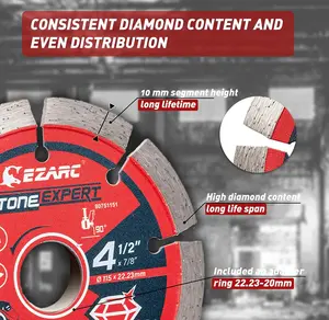 EZARC diamond blade disc 115mm for concrete bricks granite masonry, 2pack