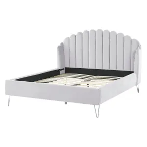 Velvet EU King Size Bed Grey AMBILLOU