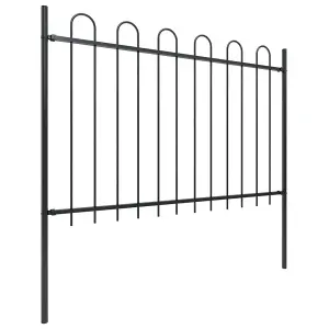 Berkfield Garden Fence with Hoop Top Steel 1.7 m Black