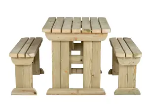 Arbor Garden Solutions Picnic Bench and Table Set, Aspen Rounded Wooden Patio Furniture (3ft, Natural finish)