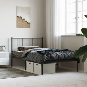 Berkfield Metal Bed Frame with Headboard Black 100x190 cm