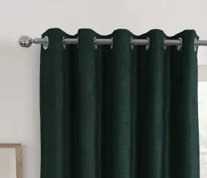 Home Curtains Canterbury Chenille Lined Blackout 45w x 72d" (114x183cm) Dark Green Eyelet Curtains (PAIR)