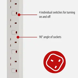 Brennenstuhl 4 Way Extension Lead Individually Switched - 2 Metre Cable