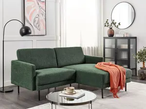 Left-Hand Corner Sofa BREDA Dark Green Fabric 2 Seater Left Hand