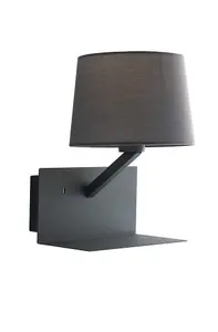 Luminosa Ciak Reading Usb Besdside Lamp Shelf, Grey, E27