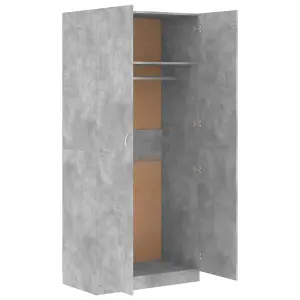 Wardrobe Concrete Grey 90x52x200 cm Engineered Wood