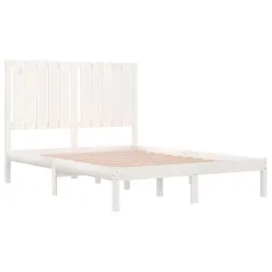 Berkfield Bed Frame White Solid Wood 120x190 cm 4FT Small Double