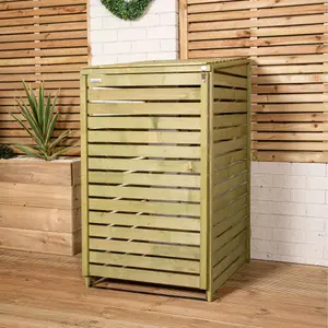 1.99m x 1.22m Large Wooden Outdoor Garden Triple Wheelie Bin Store Storage for 3 Bins