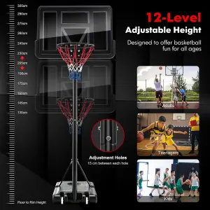 Costway Height Adjustable Basketball Hoop System Wheels & Fillable Base Basketball Goal