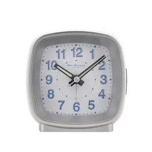 Analogue Quartz Movement / Crystal Alarm Tabletop Clock in Silver