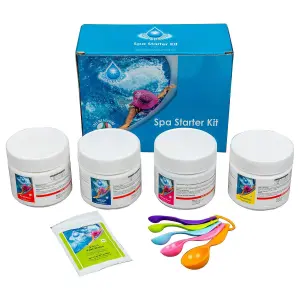 BLUE SPARKLE Chemical Starter Kit for Hot tub Spa Swimming Pool Water Cleaning Treatment Set for Mspa (Includes Chlorine, pH Minus