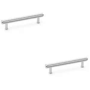 2 PACK - Knurled T Bar Pull Handle - Polished Chrome - 128mm Centres Premium Drawer Door