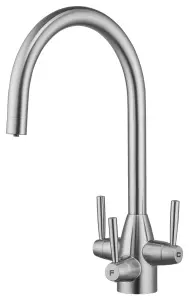 FilterLogic Bali 3 Way Triflow Monobloc Mixer Kitchen Filter Tap - Brushed Steel with Free Filter System