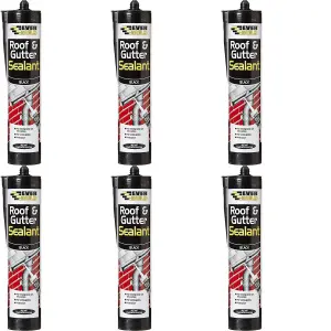 Everbuild Everflex Roof and Gutter Sealant, Black, 300ml (Pack of 6)