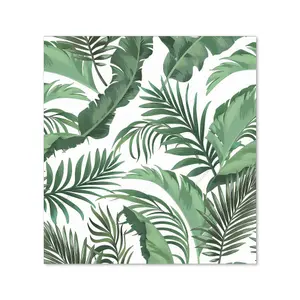 Trendy Tropical Leaves Premium Glass Kitchen Splashback W700mm x H750mm