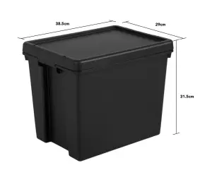 Black recycled plastic 24L Storage Box