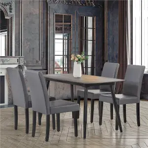 Yaheetech 4PCS Dark Grey Dining Chair High Back Padded with Rubber Wood Legs