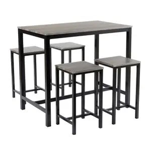 Home Source Nicosia Grey Table and Bar Stool Set