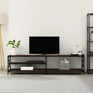 Berkfield TV Cabinet Brown Oak 200x40x50 cm Engineered Wood and Metal