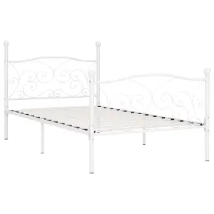 Berkfield Bed Frame with Slatted Base White Metal 100x200 cm