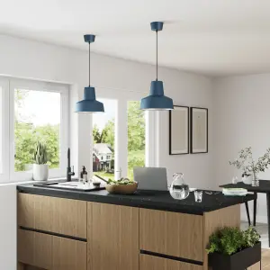 GoodHome Orous Geometric Matt Blue LED Pendant ceiling light, (Dia)320mm