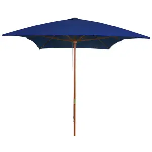 Berkfield Outdoor Parasol with Wooden Pole Blue 200x300 cm