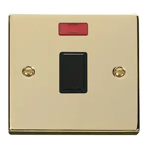 Polished Brass 1 Gang 20A DP Switch With Neon - Black Trim - SE Home