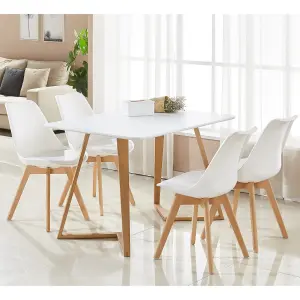 Lorenzo Padded Dining Chairs, Tulip Chair for Lounge Office Dining Room Kitchen, Set of 2, White