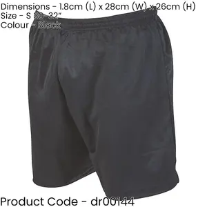 S - BLACK Adult Sports Micro Stripe Training Shorts Bottoms - Unisex Football