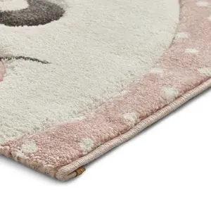 Pink Kids Animal Pictorial Graphics Modern Rug for Living Room Bedroom and Dining Room-60cm X 120cm